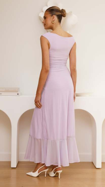 Giada One Shoulder Ruffle Maxi Dress - Lilac
