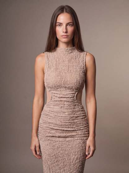 Gisela Cutout Maxi Dress - Beige