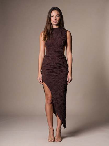 Gisela Cutout Maxi Dress - Plum Brown