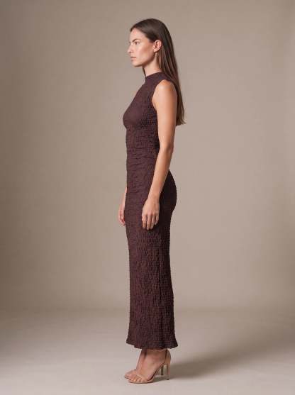 Gisela Cutout Maxi Dress - Plum Brown