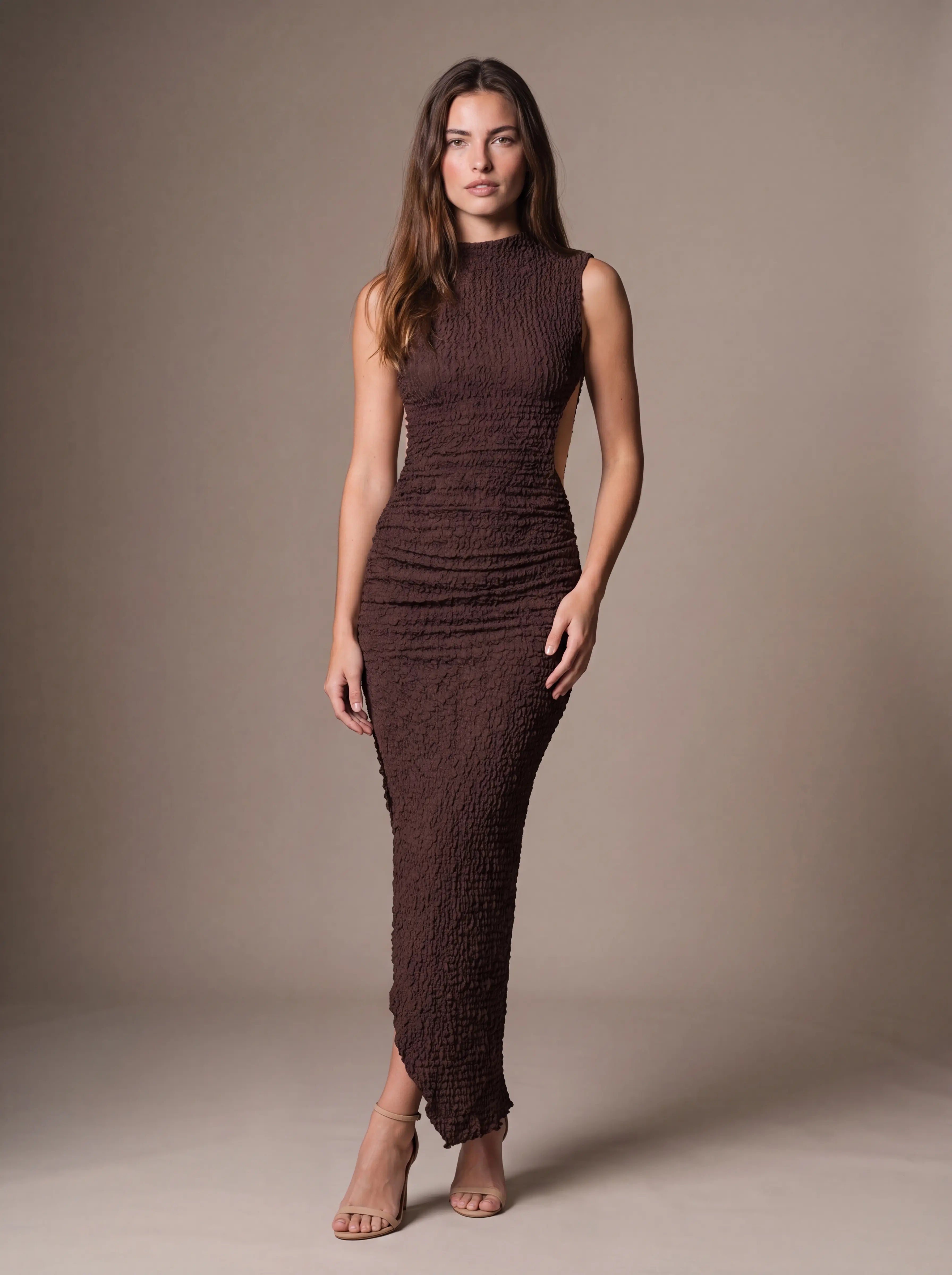 Gisela Cutout Maxi Dress - Plum Brown