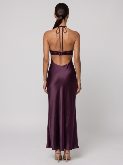 Graciela Halter Maxi Dress - Plum