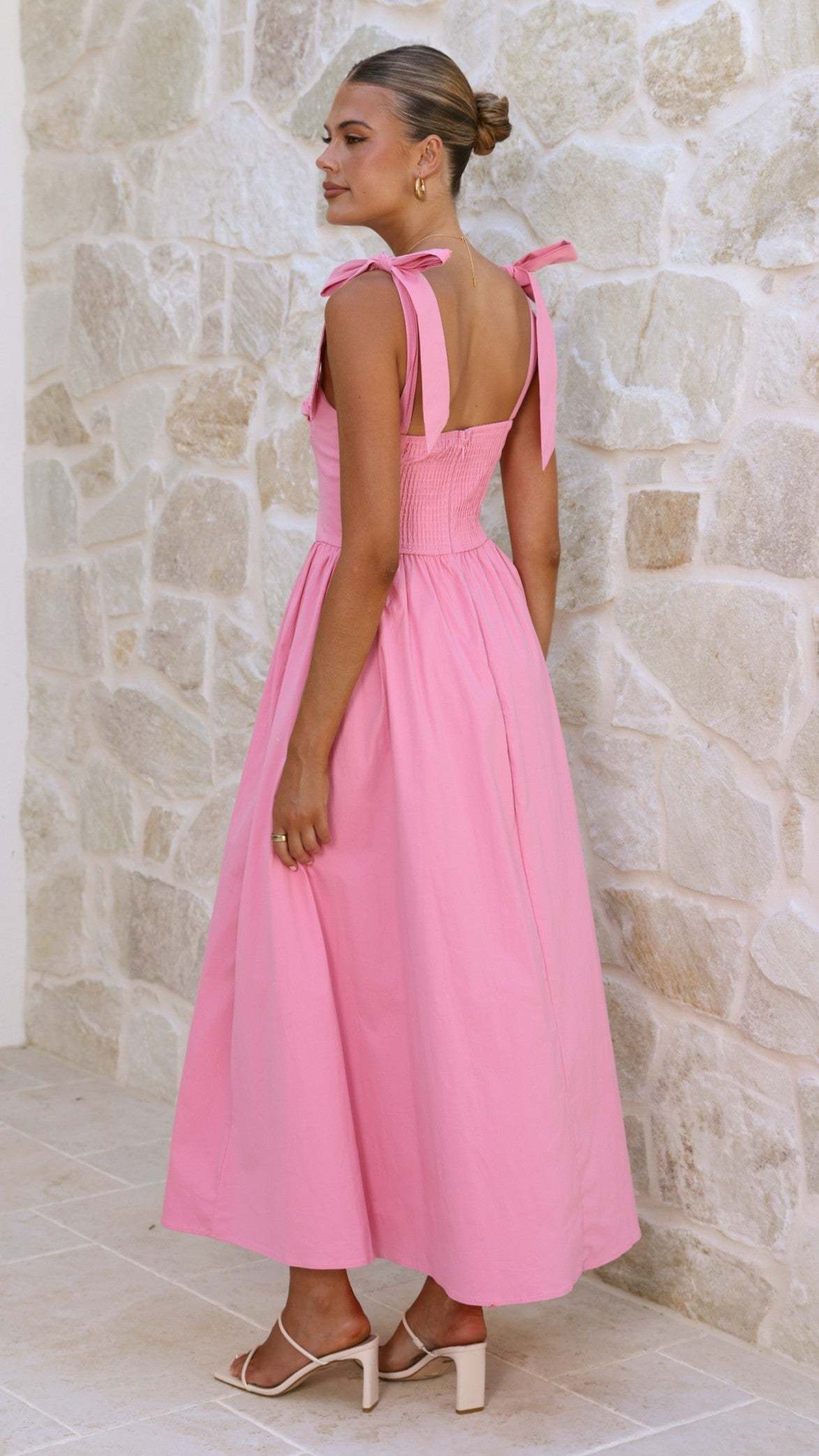 Haisley Tie Strap Midi Dress - Pink