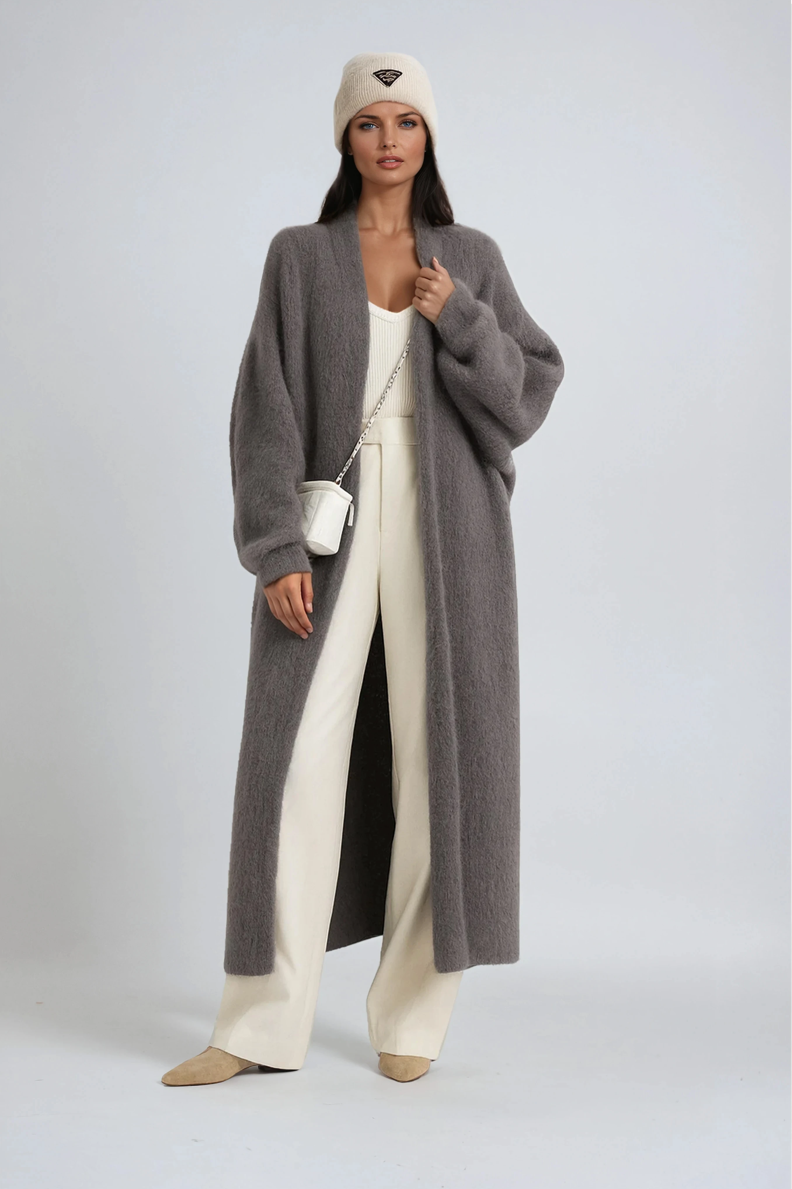 Hena Long Wool Cardigan Coat