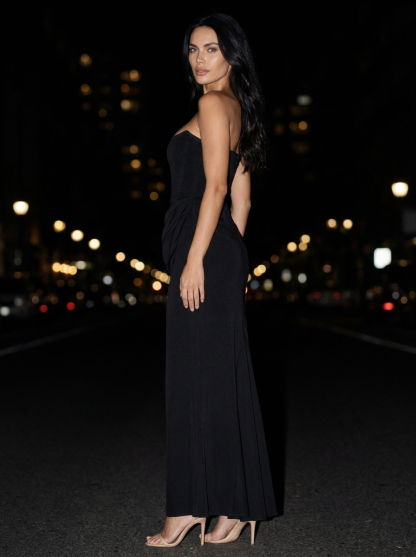 Hollyn Strapless Ruched Maxi Dress - Black