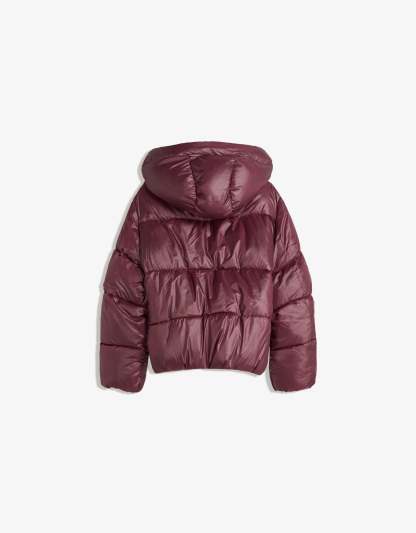 Inez High Shine Puffer Jacket - Burgundy