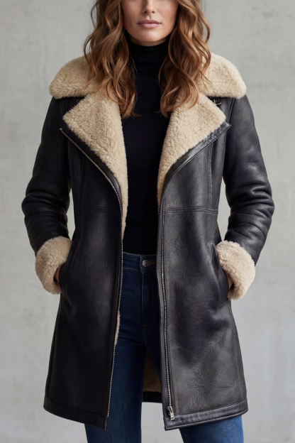 Isla Leather Shearling Lined Longline Coat