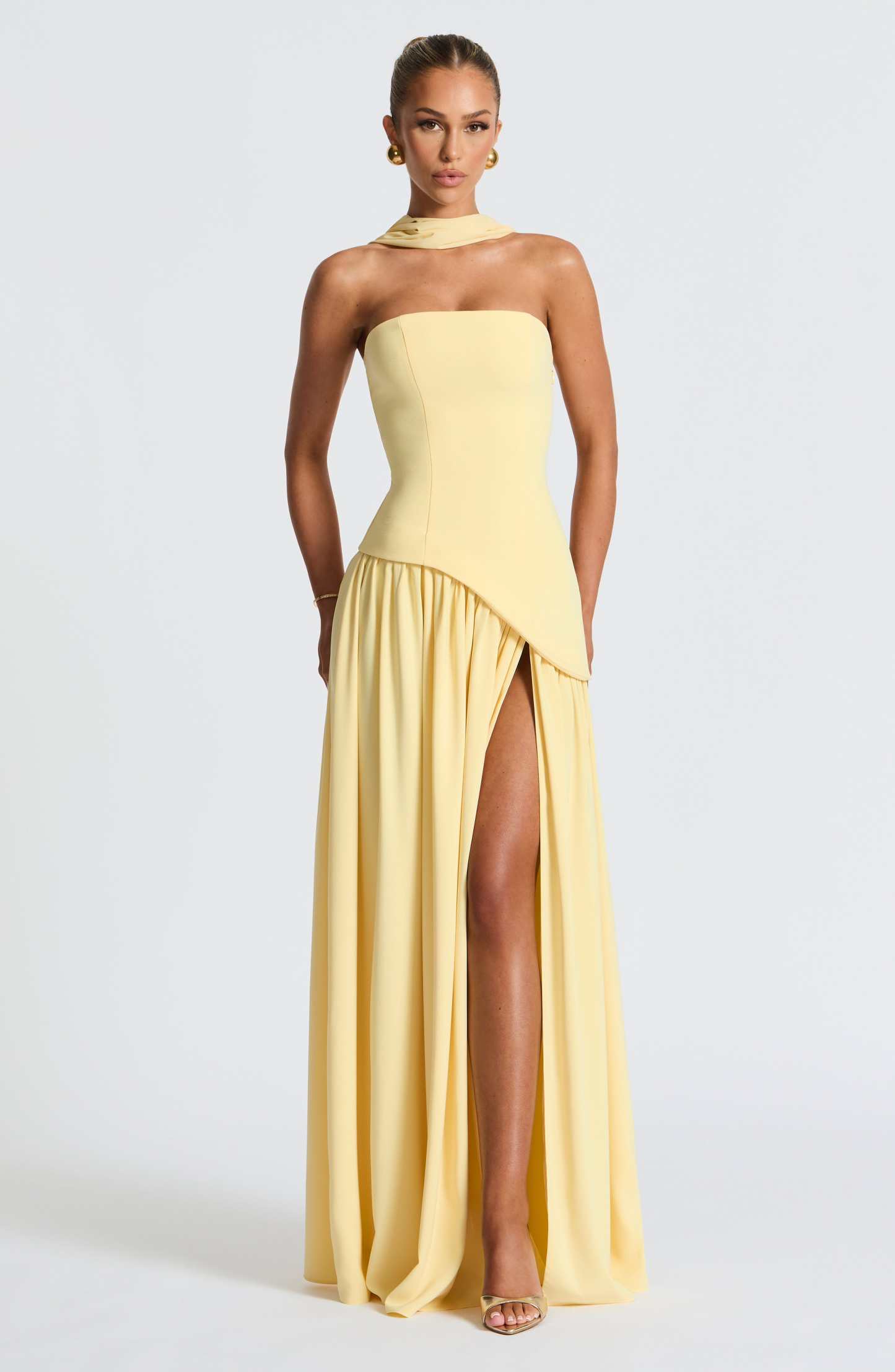 Women's Wedding Guest Strapless Maxi Dress with Slit - product image 2