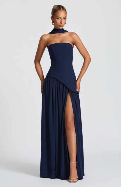 Women's Wedding Guest Strapless Maxi Dress with Slit - product image 4