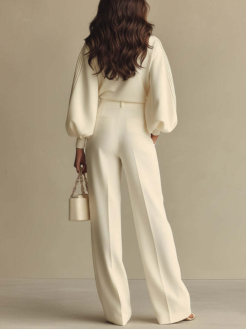Jolina Crew Neck Knit Set - Beige