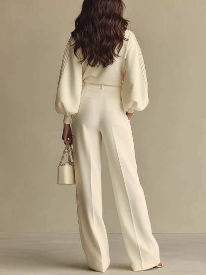 Jolina Crew Neck Knit Set - Beige