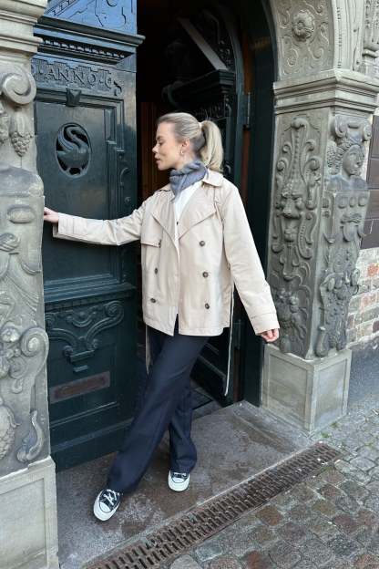 Jorene Double-Breasted Trench Coat - Beige