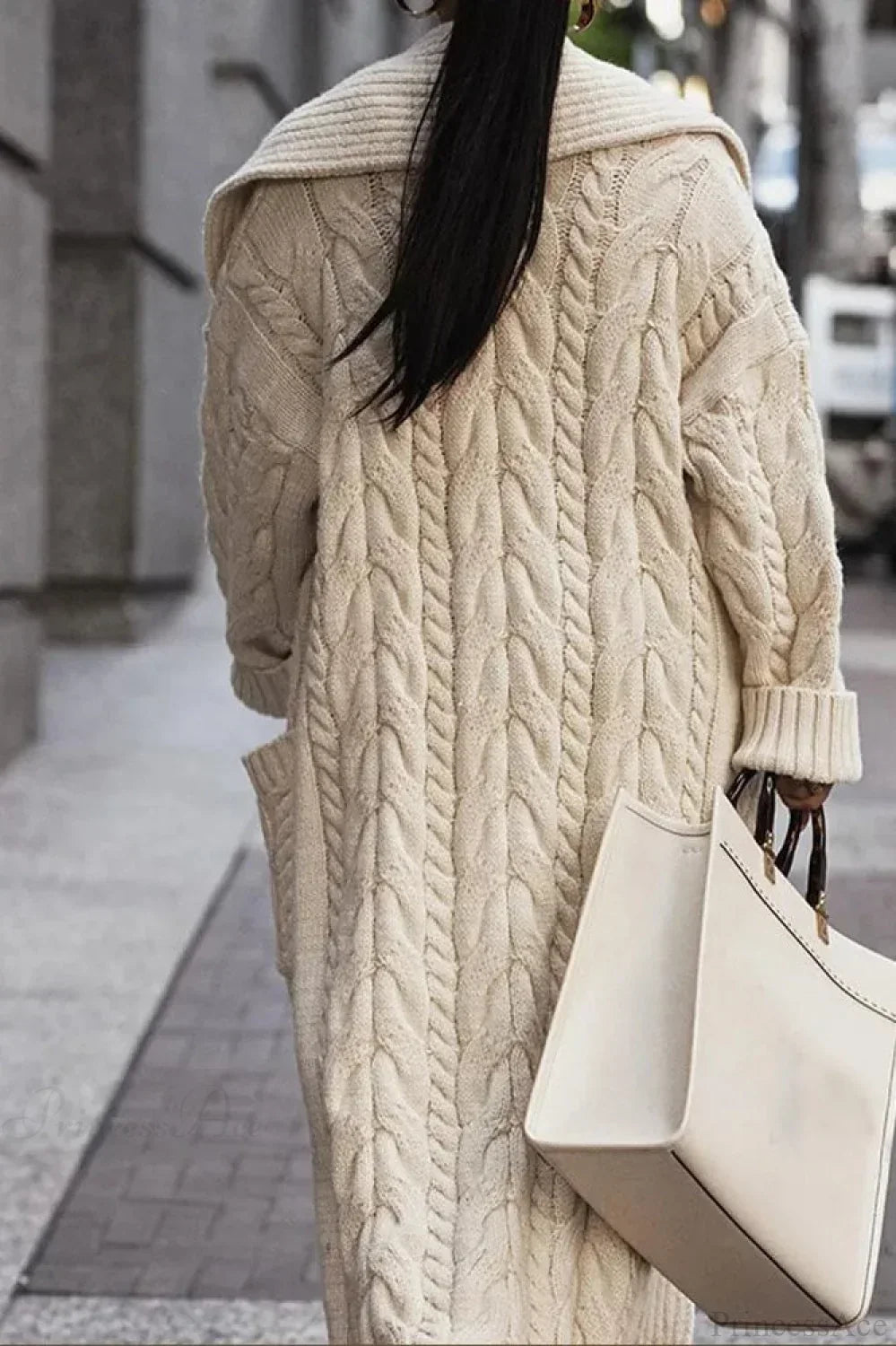 Jovanna Cable-Texture Duster Cardigan - Ivory