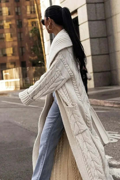 Jovanna Cable-Texture Duster Cardigan - Ivory