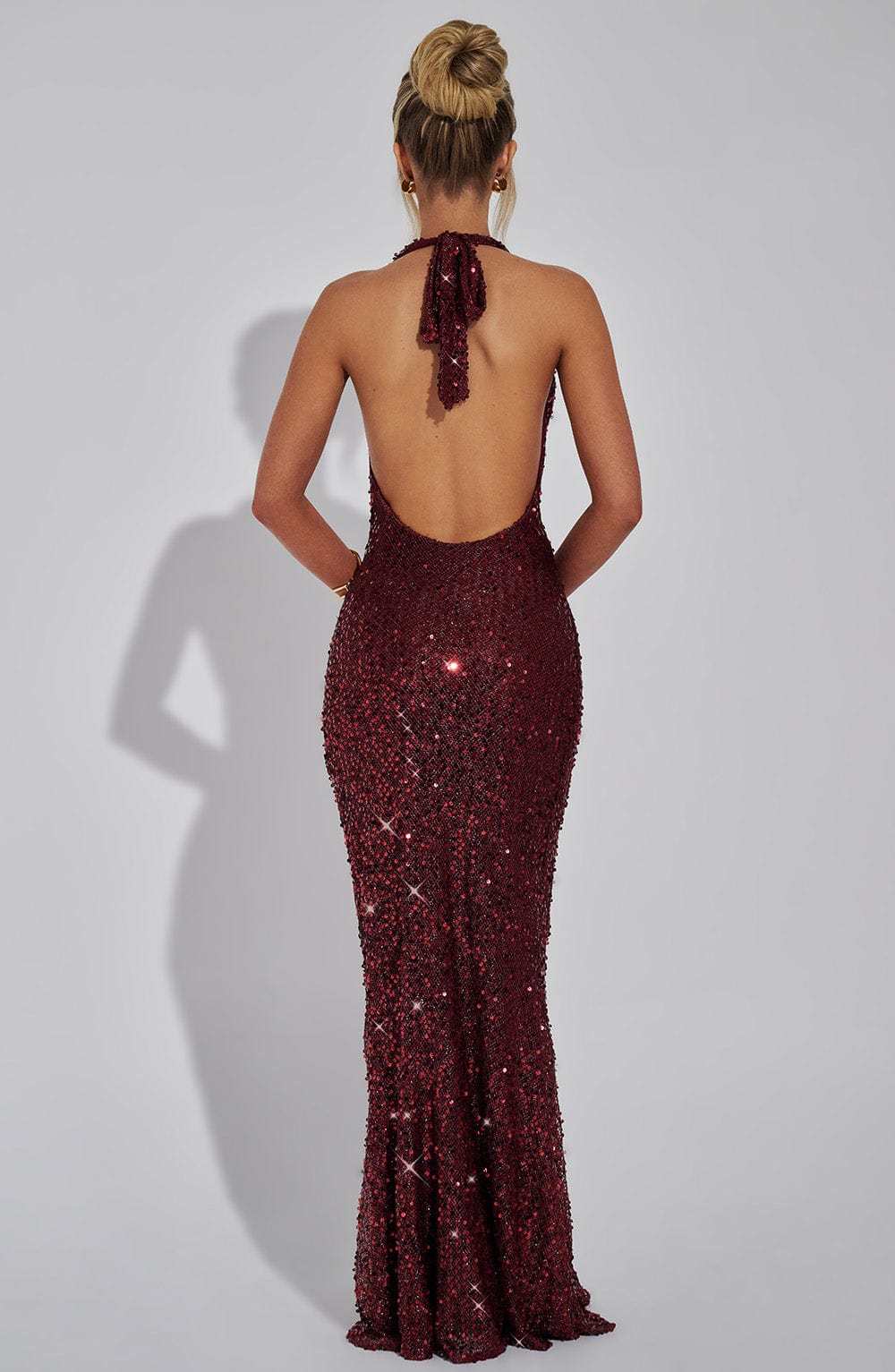 Kalina Glitter Maxi Dress - Wine Sparkle