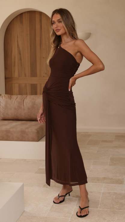 Kourt Cutout Maxi Dress - Chocolate Brown