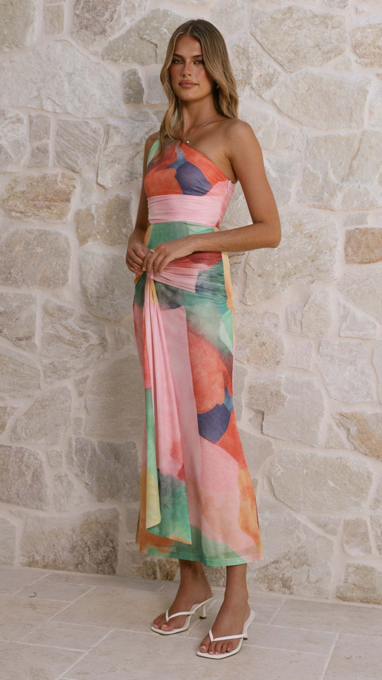 Kourt Cutout Maxi Dress - Cream Multi