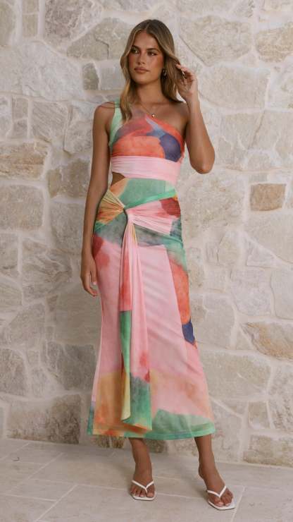 Kourt Cutout Maxi Dress - Cream Multi