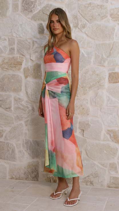 Kourt Cutout Maxi Dress - Cream Multi