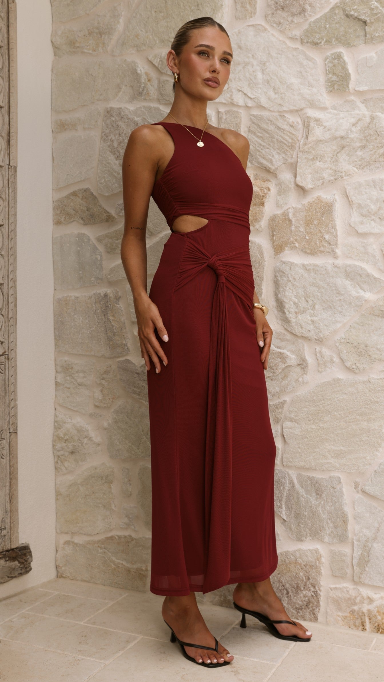 Kourt Cutout Maxi Dress - Wine Red