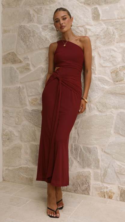 Kourt Cutout Maxi Dress - Wine Red