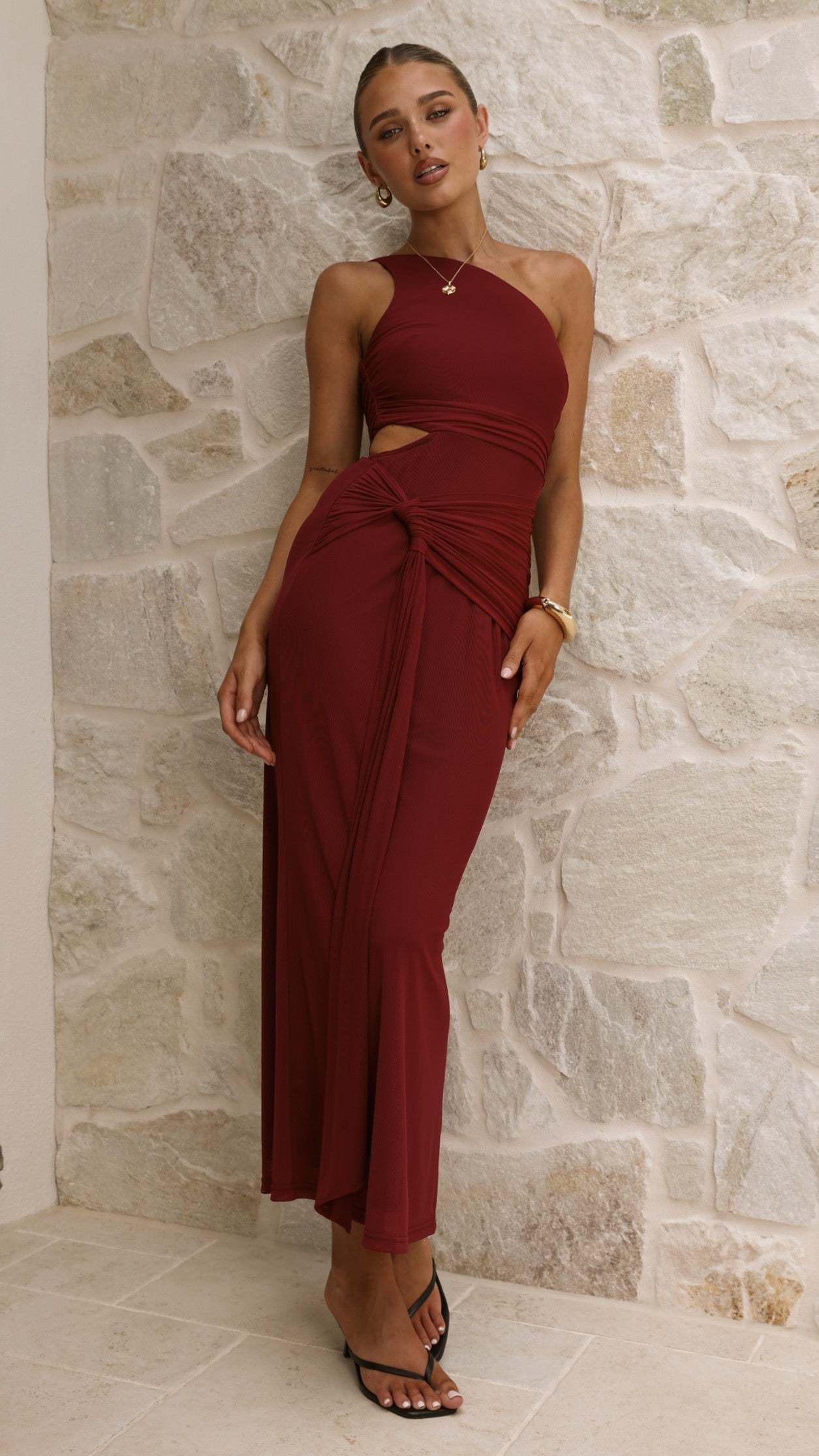 Kourt Cutout Maxi Dress - Wine Red