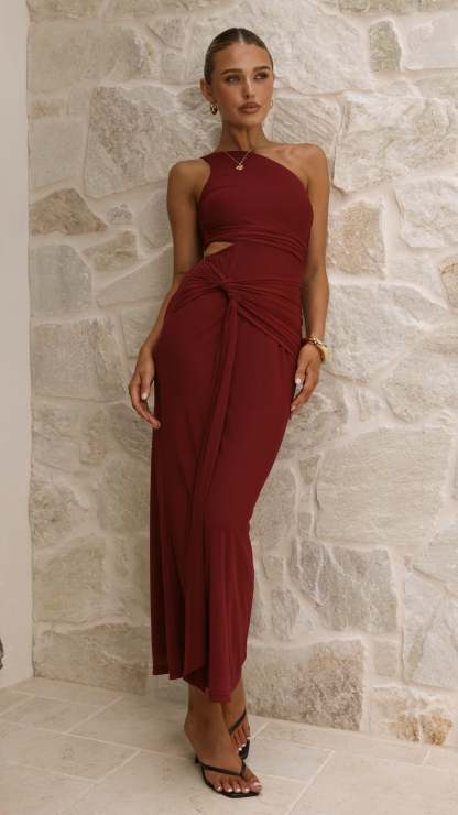 Kourt Cutout Maxi Dress - Wine Red