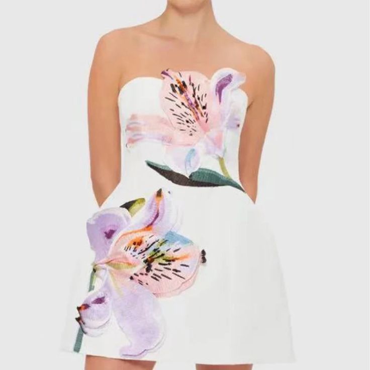 Lady Floral Mini Dress - White Floral