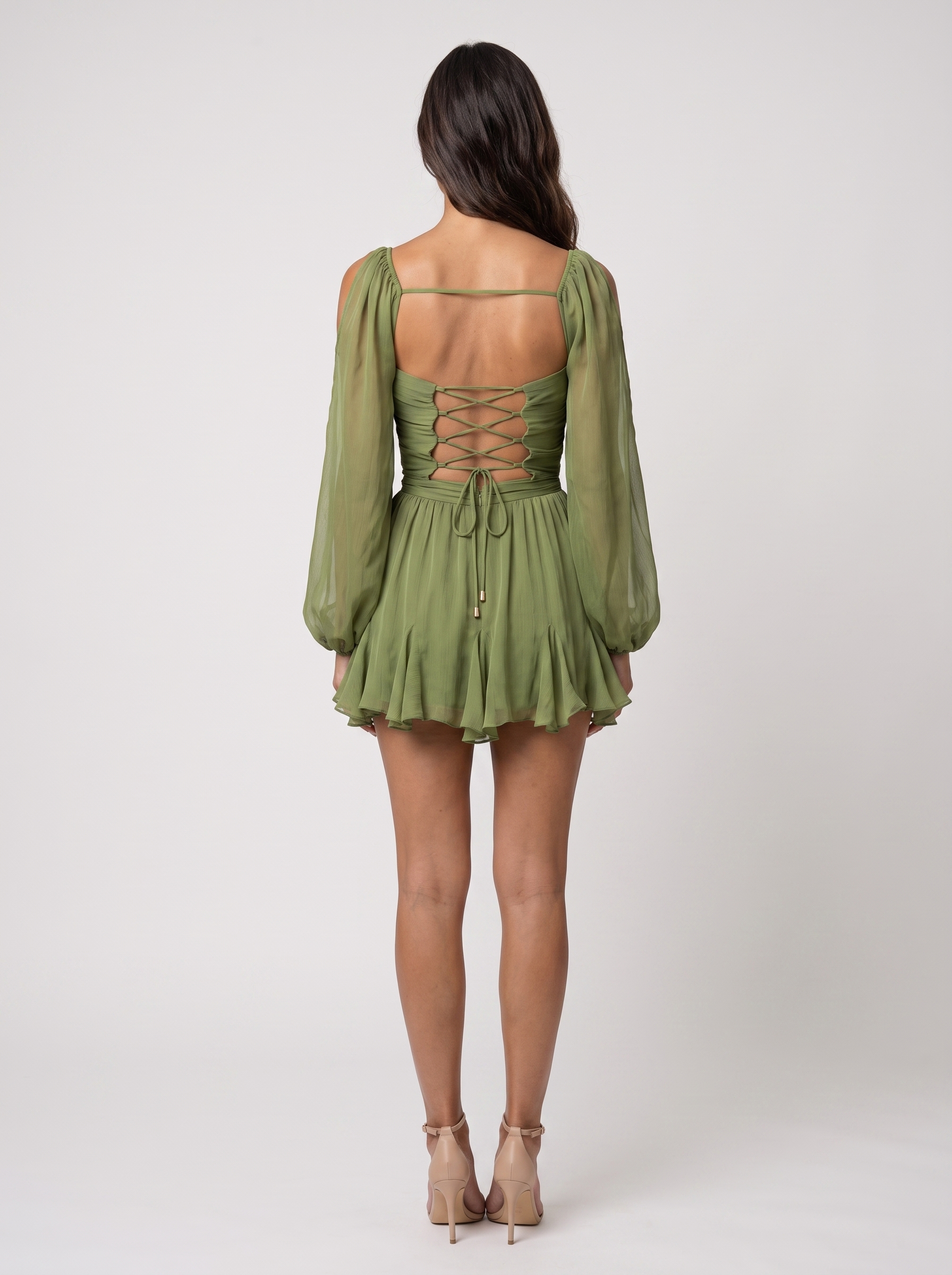 Lark Wrap Mini Dress - Olive Green