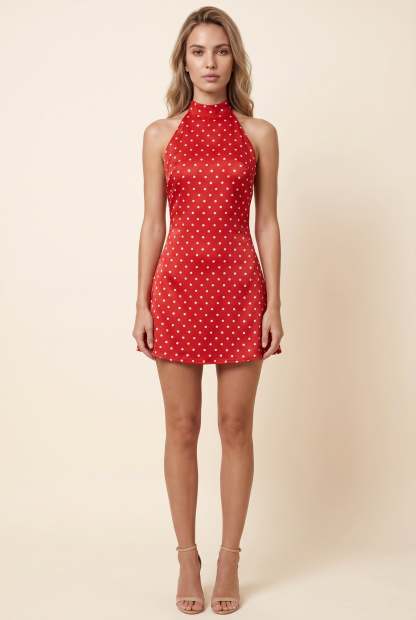 Laurence Halter Mini Dress - Red and White