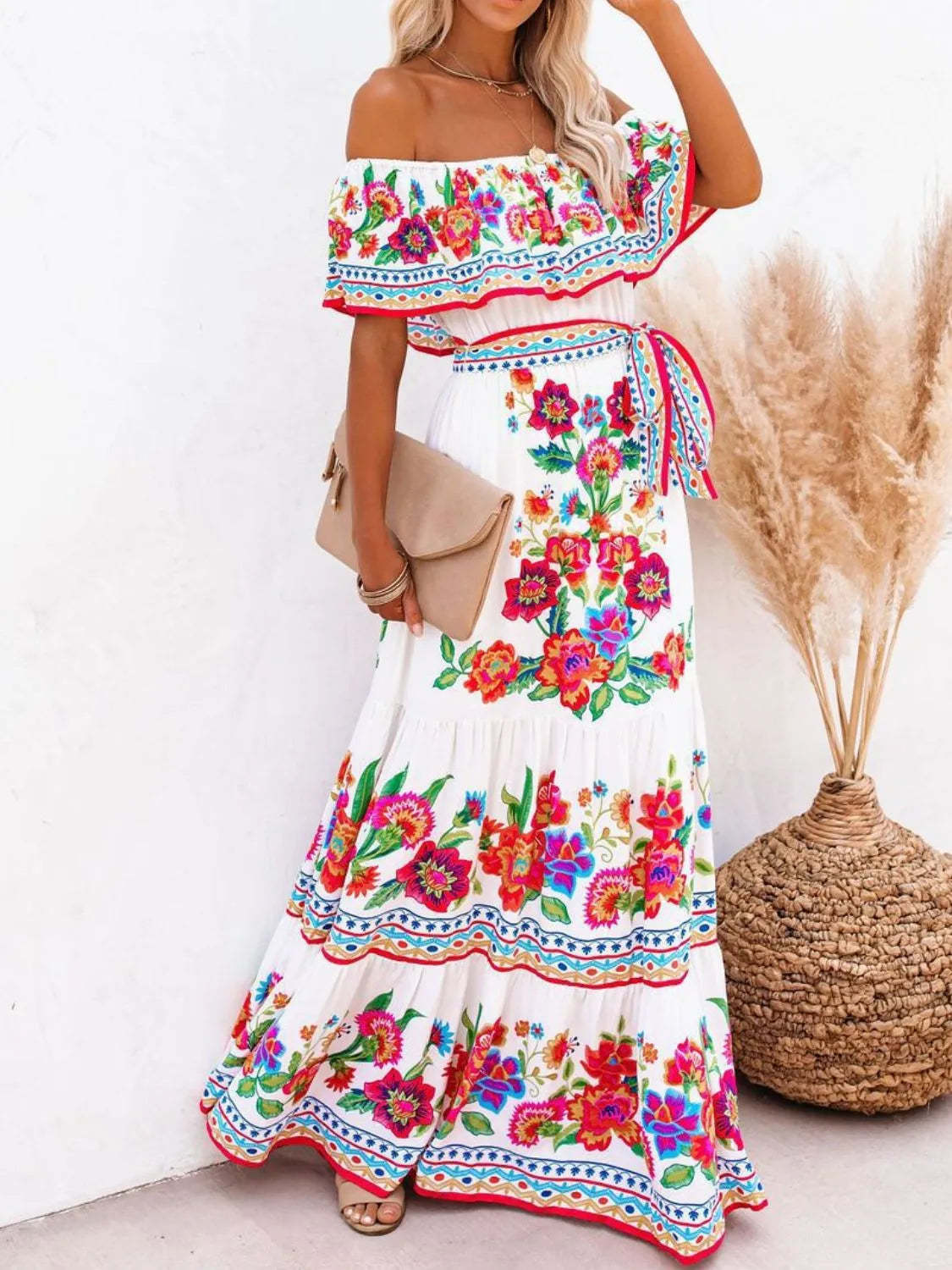 Liliane Floral Maxi Dress - White Floral