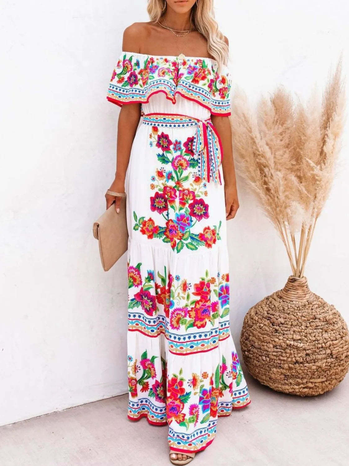 Liliane Floral Maxi Dress - White Floral