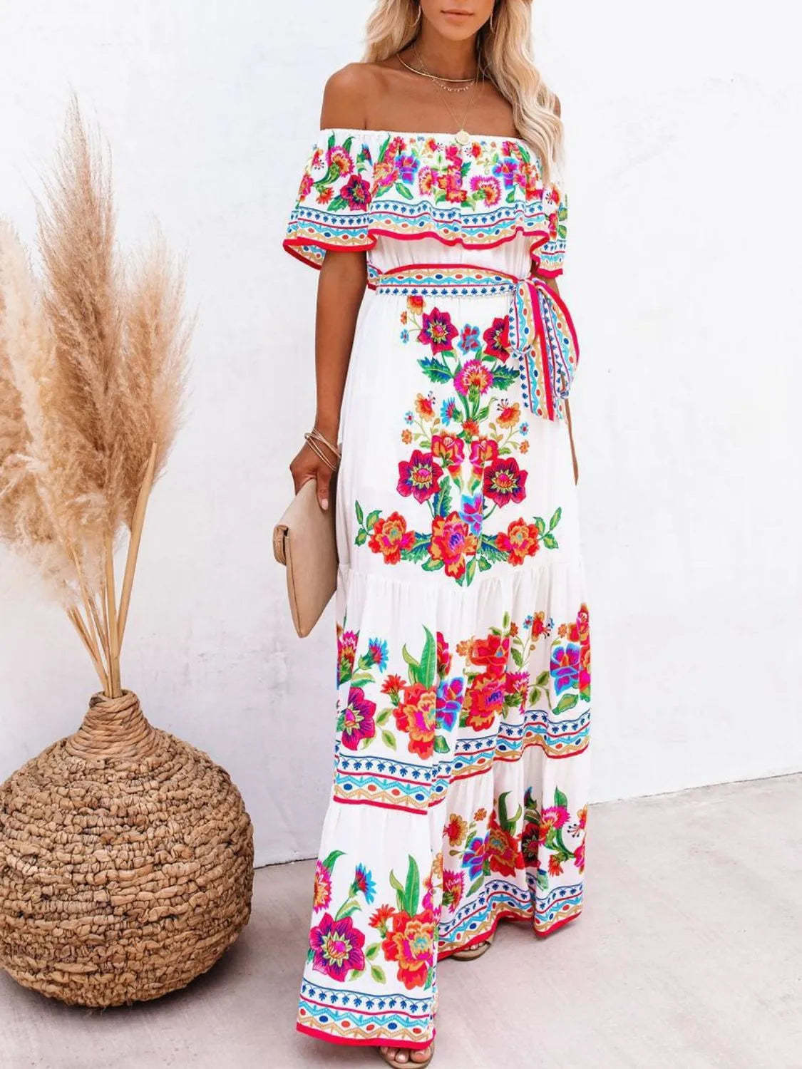 Liliane Floral Maxi Dress - White Floral