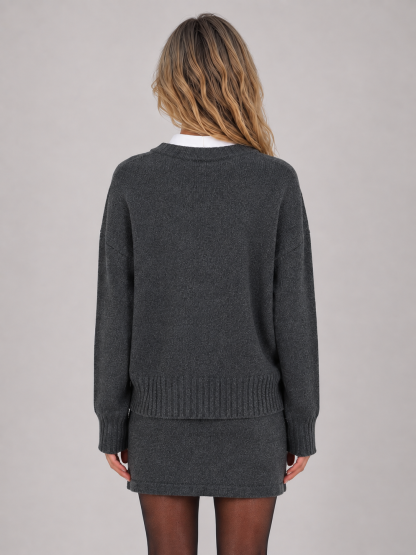 Lorna Two-Piece Knit Sweater Skirt Set - Gray