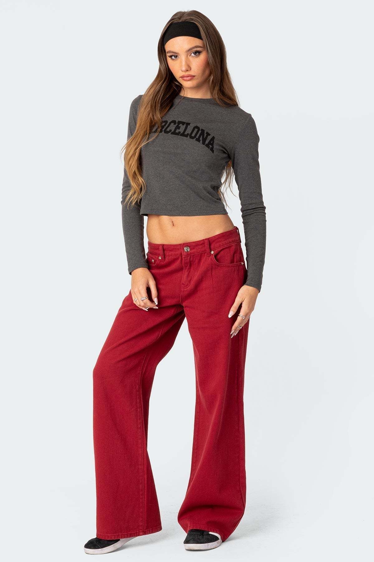 Lysandra Wide Leg Jeans - Red