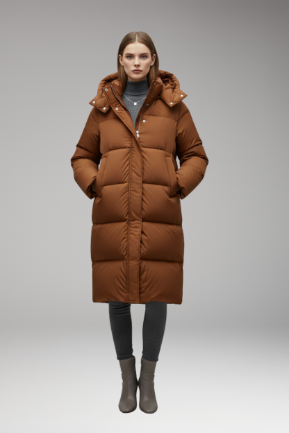 Mabel Long Quilted Hooded Puffer Jacket