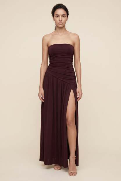 Mathilde Strapless Maxi Dress - Burgundy