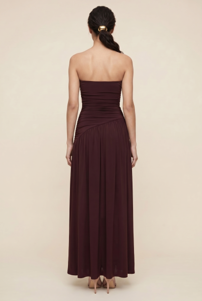 Mathilde Strapless Maxi Dress - Burgundy