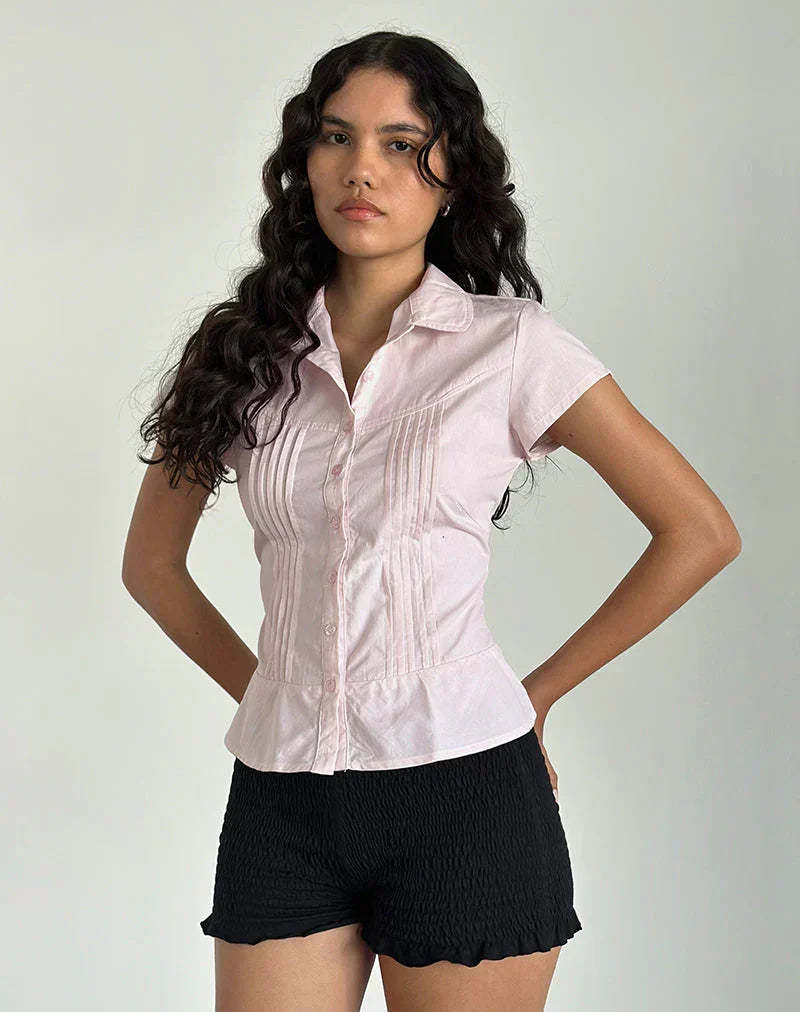 Maxence Pinstripe Blouse - Pink