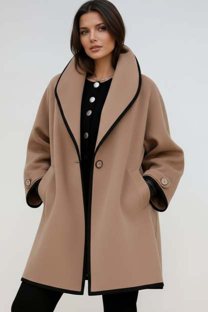 Mila Oversized Contrast Trim Longline Coat