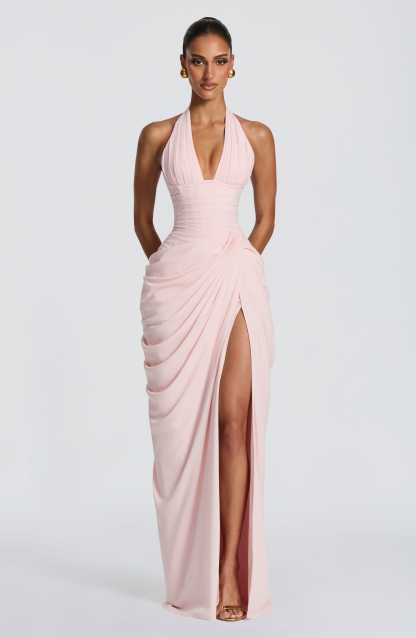 Minette Halter Maxi Dress - Blush Pink