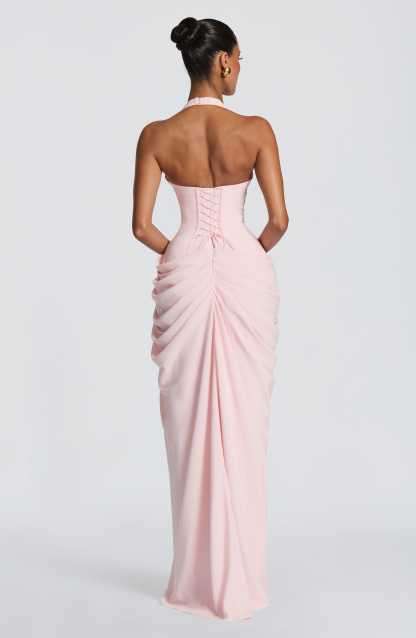 Minette Halter Maxi Dress - Blush Pink