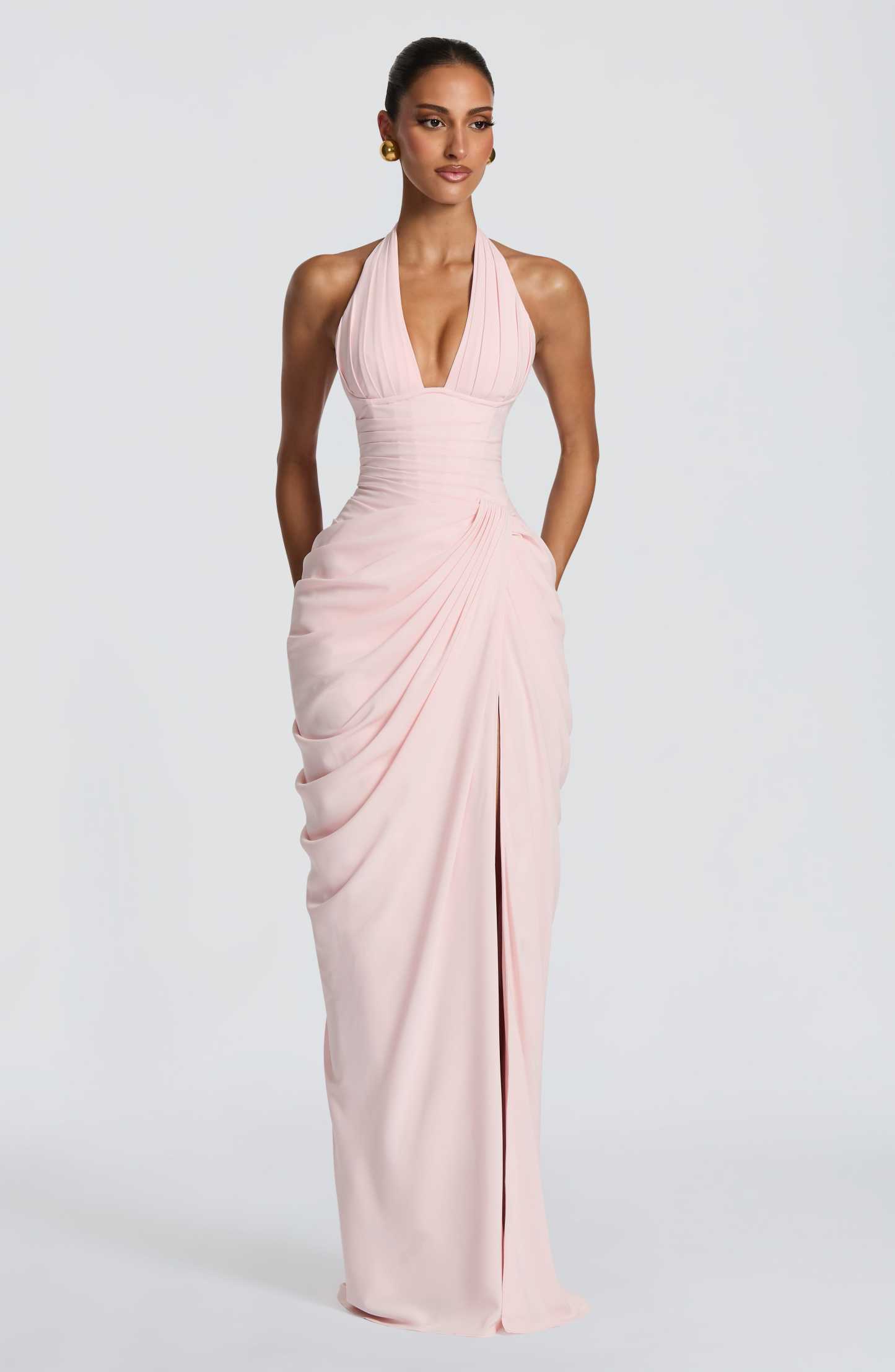 Minette Halter Maxi Dress - Blush Pink