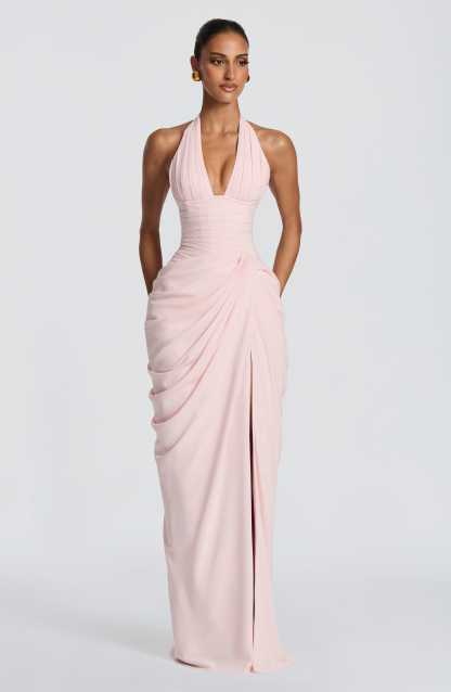 Minette Halter Maxi Dress - Blush Pink