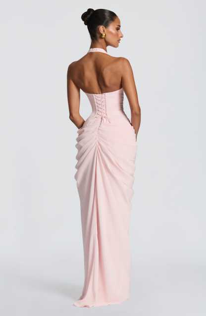 Minette Halter Maxi Dress - Blush Pink