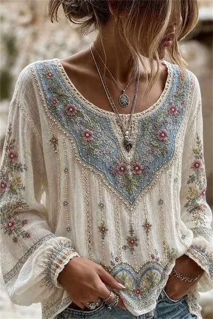 Mirella Embroidered Blouse - White