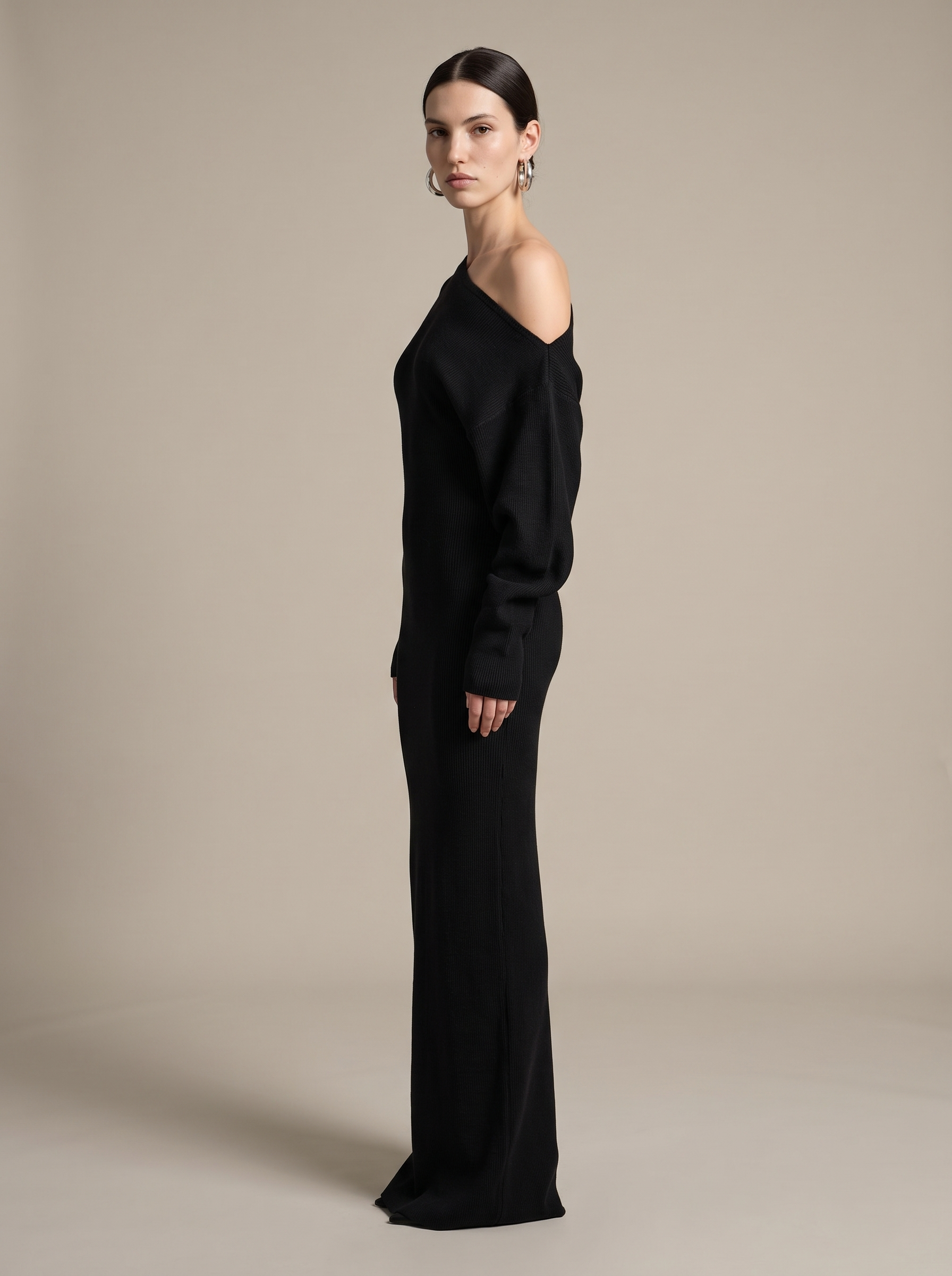 Nadege Knit Maxi Dress - Black