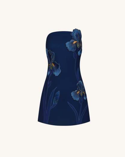 Ninon Strapless Mini Dress - Navy Floral
