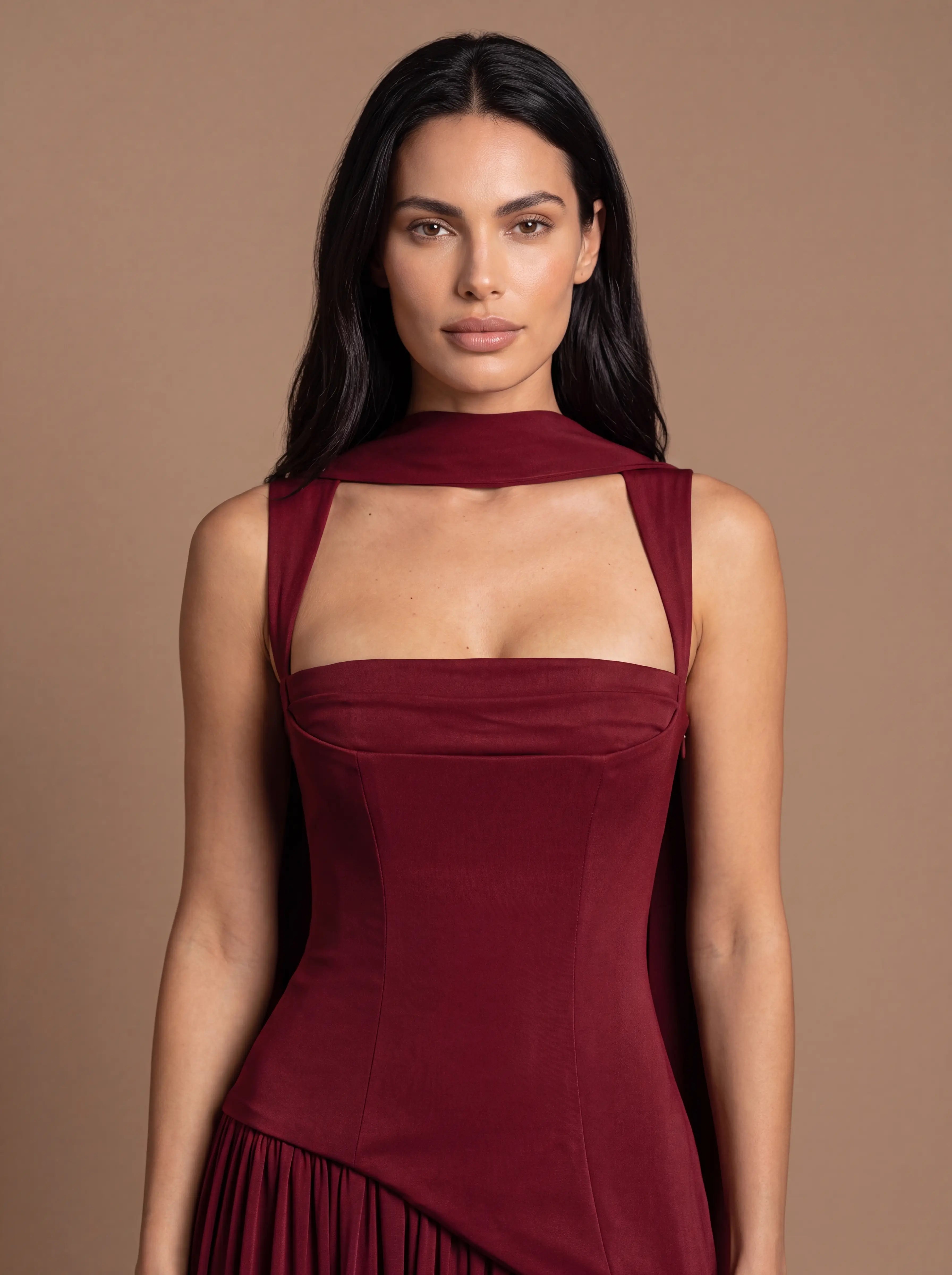 Noelani Cutout Maxi Dress - Cherry Lacquer