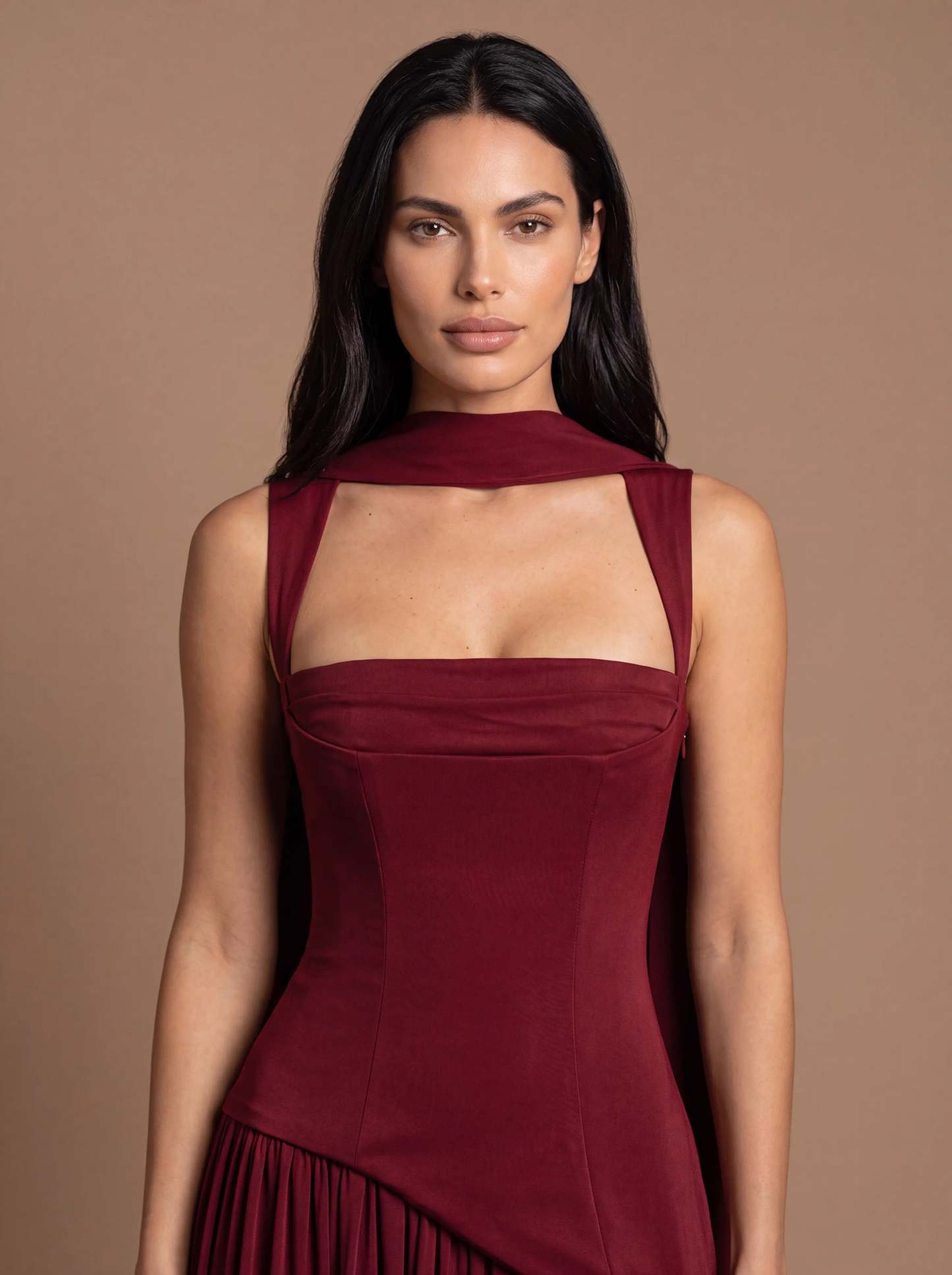 Noelani Cutout Maxi Dress - Cherry Lacquer